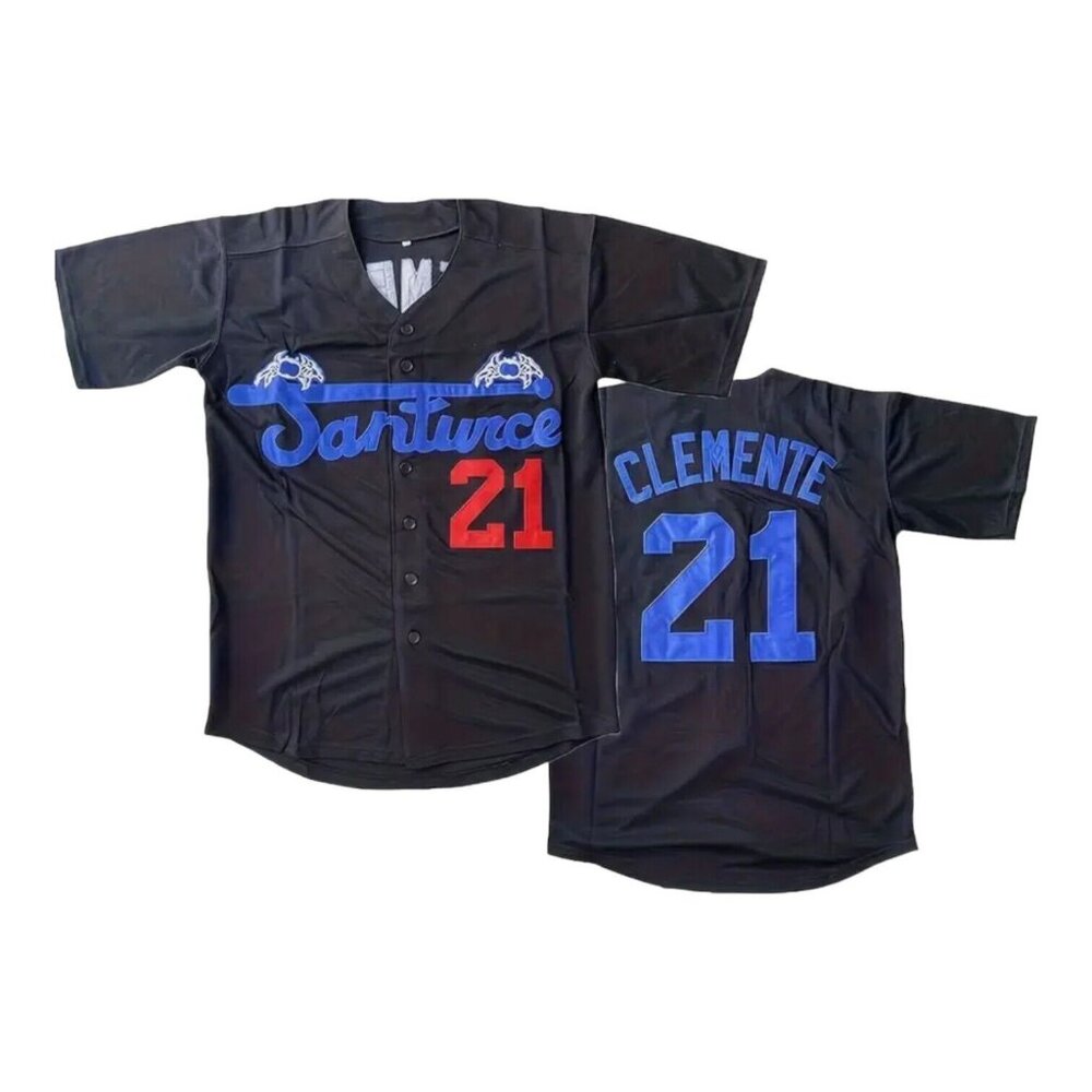 Santurce Cangrejeros Roberto Clemente Baseball Jersey Black Men's